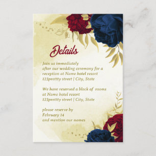 Cartão De Informações Folhas de ouro de flores marinhos