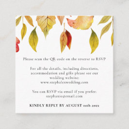 Cartão De Informações Folhas de Outono Casamento Código QR RSVP Quadrado