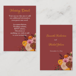 Cartão De Informações Folhas de outono Pormenores do Casamento
