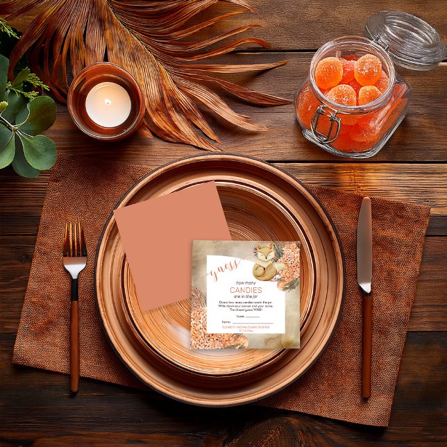 Cartão De Informações Folhas de Palm | Hydrangeas | Candies in the Jar (Palm Leaves and Hydrangeas Sleeping Fox Girl Baby Shower Candies in the Jar Game Card)