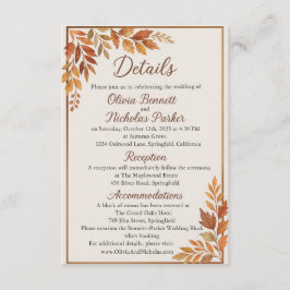 Cartão De Informações Folhas de queda elegantes e outono Russo de Script