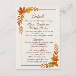 Cartão De Informações Folhas de queda elegantes e outono Russo de Script