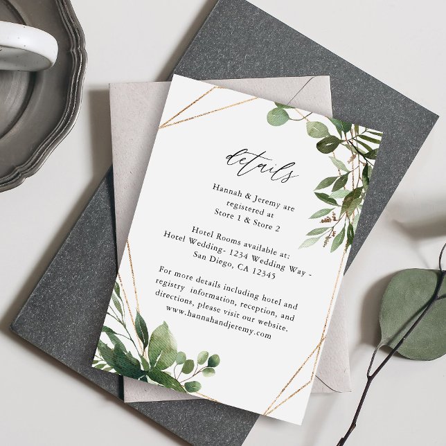 Cartão De Informações Folhas e Eucalyptus Dourados LG 2 (Criador carregado)