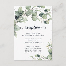 Cartão De Informações Folhas Elegantes de Eucalipto no Casamento