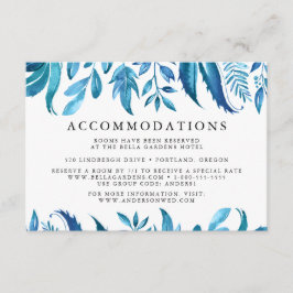 Cartão De Informações Folhas Índigo | Acomodação de Hotel de Casamento