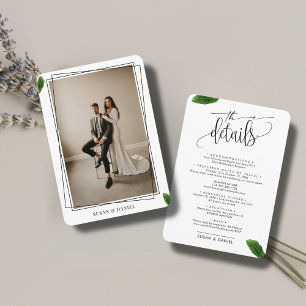 Cartão De Informações Folhas Tropicais Selvagens Foto Casamento Viagem D