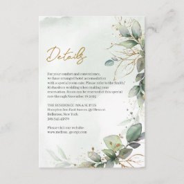 Cartão De Informações Folhas verdes empoeiradas estilo boho detalhes em