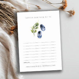 Cartão De Informações Folheto Verde Azul, Cute, para Chá de fraldas