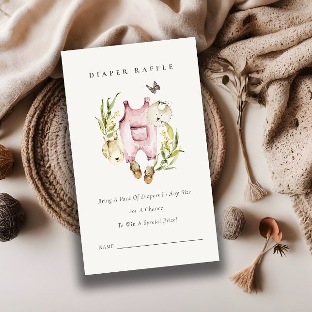 Cartão De Informações Foliage Girl Closed Fralda Raffle Chá de fraldas (Criador carregado)