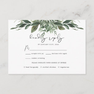 Cartão De Informações Foliage Leaf Wedding RSVP Card