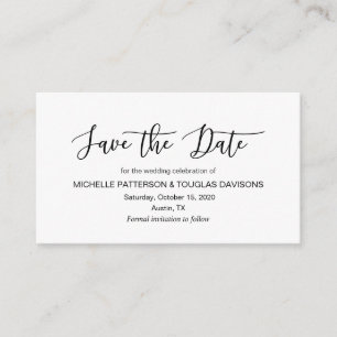 Cartão De Informações Fonte moderna do minimalismo negro Casamento Salve