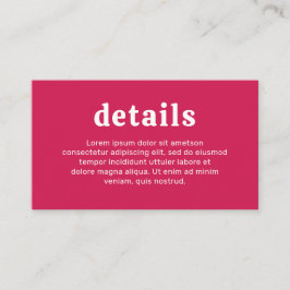 Cartão De Informações Fonte Retro Rosa Quente Casamento Moderno