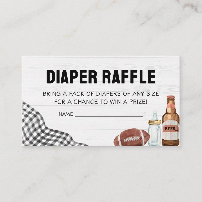 Cartão De Informações Football Baby Shower Diaper Raffle (Frente)