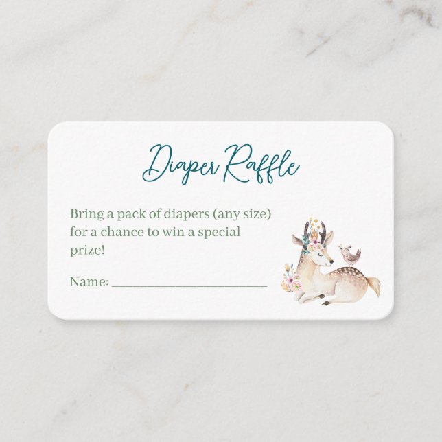 Cartão De Informações Forest Animal Woodland Baby Shower Diaper Raffle (Frente)
