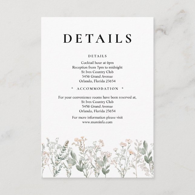 Cartão De Informações Forest Wildflowers QR Code Enclosure Card (Frente)