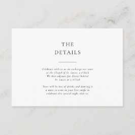 Cartão De Informações Formal Black and White Wedding Details