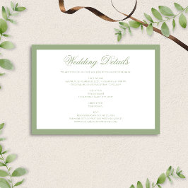 Cartão De Informações Formal Classic Sage Green Border Wedding Details