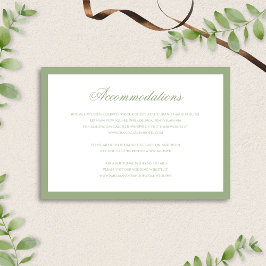 Cartão De Informações Formal Classic Sage Green Wedding Accommodation