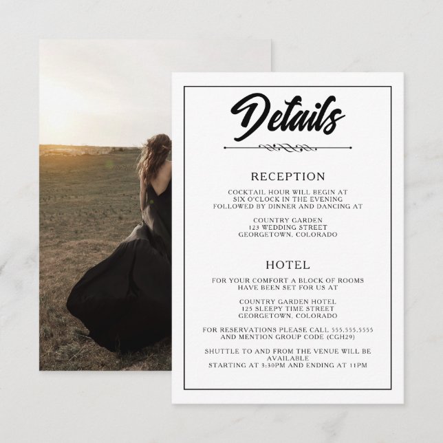 Cartão De Informações Foto casual (Frente/Verso)