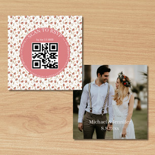 Cartão De Informações foto de casamento boho botânico rsvp qr code