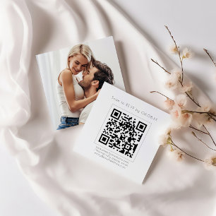 Cartão De Informações Foto de código QR moderno em RSVP reverso