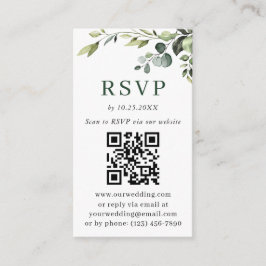 Cartão De Informações Foto de RSVP de QR de Casamento Minimalista Simple