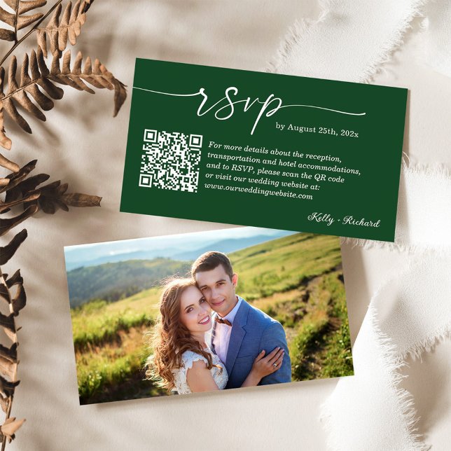 Cartão De Informações Foto do Código QR do Site RSVP de Casamento Branco (Criador carregado)