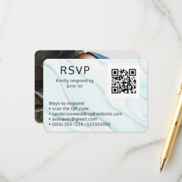 Cartão De Informações Foto do Código QR Online RSVP de Casamento de Agat