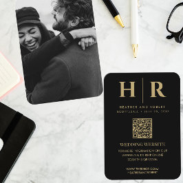 Cartão De Informações Foto do noivo do Monograma do Casamento RSVP do Có