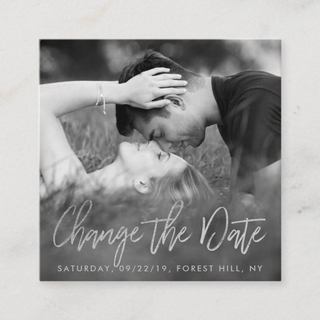 Cartão De Informações Foto Do Script De Foil Do Elegante Silver Altera A (Frente)