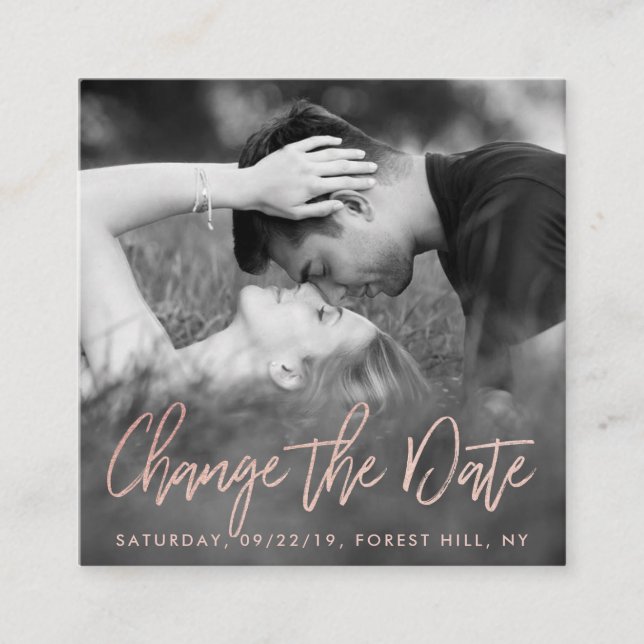 Cartão De Informações Foto Do Script De Foto Do Elegante Rosa Foil Alter (Frente)