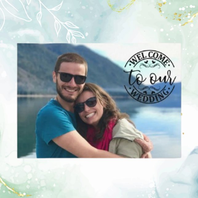 Cartão De Informações Foto personalizada de boas-vindas do casamento Mod (Create a heartfelt first impression with a custom photo wedding welcome enclosure card)