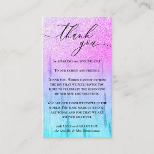 Cartão De Informações Foto Personalizada Madeira Glitz Rosa Roxo Agradec