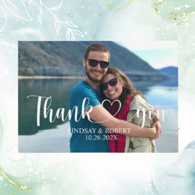 Cartão De Informações Foto Personalizada Moderna De Casamento Relaxa Obr (Express heartfelt gratitude with a modern, relaxed wedding thank you enclosure card)