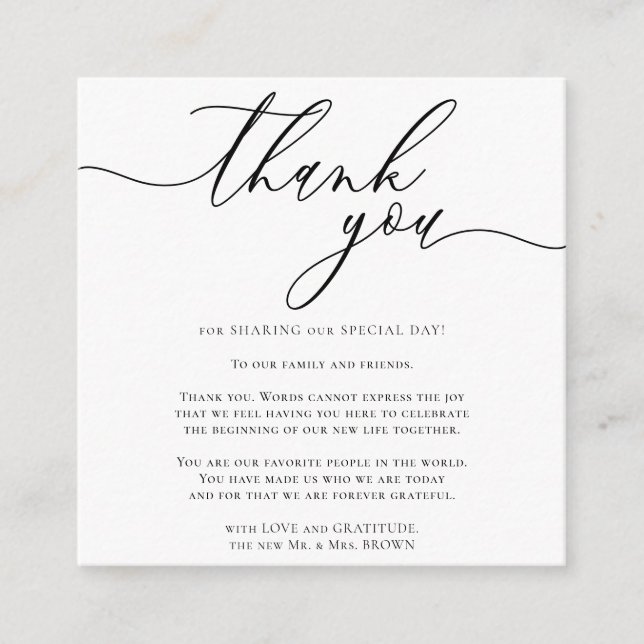 Cartão De Informações Foto personalizada Obrigado Mini (Frente)