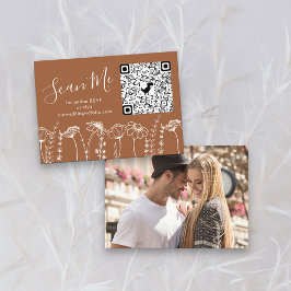 Cartão De Informações Foto: RSVP Online Código QR Terracotta Wildflower