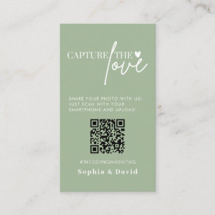 Cartão De Informações Fotos de Casamento em Verde Sage Capturam o Amor C
