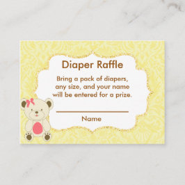 Cartão De Informações Fralda Amarelo Raffle Inserir Urso
