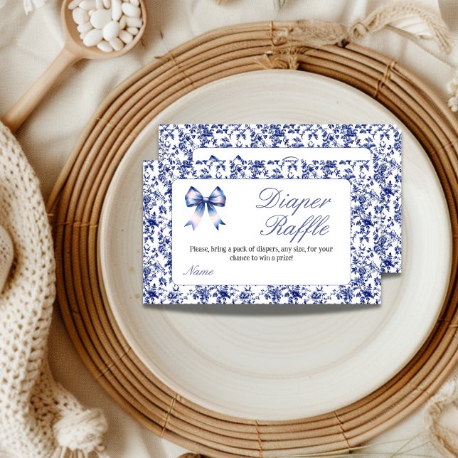 Cartão De Informações Fralda Arco Toile de Jouy Raffle Azul (Criador carregado)