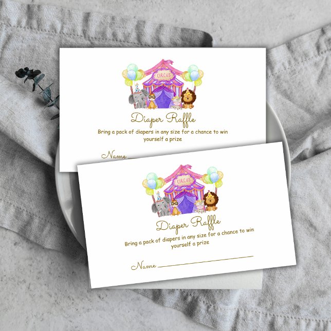 Cartão De Informações Fralda Balão Safari Circus Chá de fraldas Raffe (Safari Circus Balloon Diaper Raffe Baby Shower Enclosure Card)