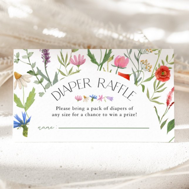 Cartão De Informações Fralda Branca Floral  Raffle Chá de fraldas (Criador carregado)