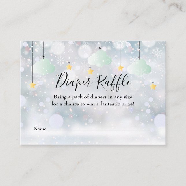 Cartão De Informações Fralda Brilhante Raffle Chá de fraldas de inverno (Frente)