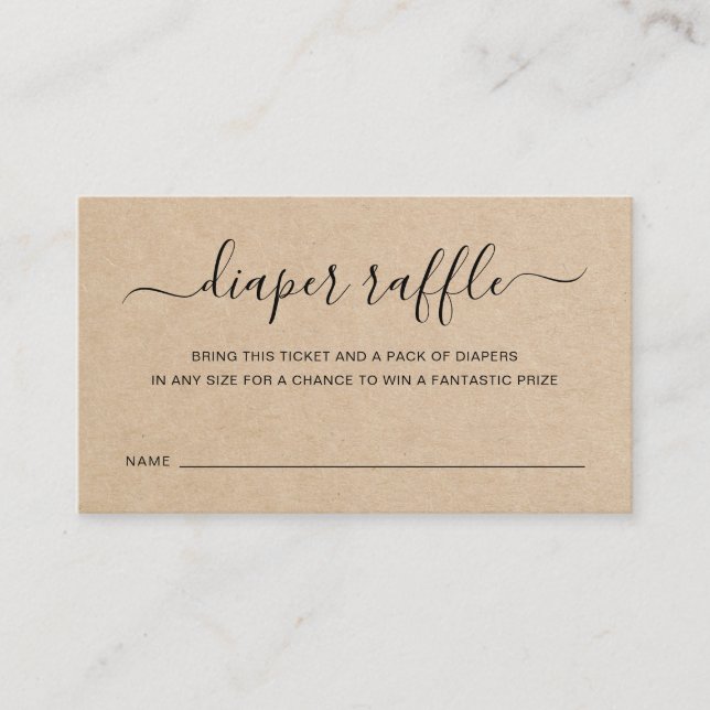 Cartão De Informações Fralda castanha Raffle Gênero Chá de fraldas neutr (Frente)