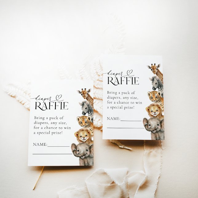 Cartão De Informações Fralda Chá de fraldas Moderna de Animais Safari (Criador carregado)