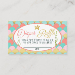 Cartão De Informações Fralda chá de fraldas Raffle Placa Mermaid Coral R