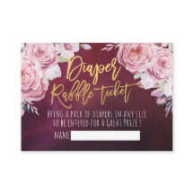 Fralda chá de fraldas Raffle Ticket Boho Floral Ve