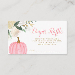 Cartão De Informações Fralda Cinzenta Floral Rosa Pumpkin Queda Raffle
