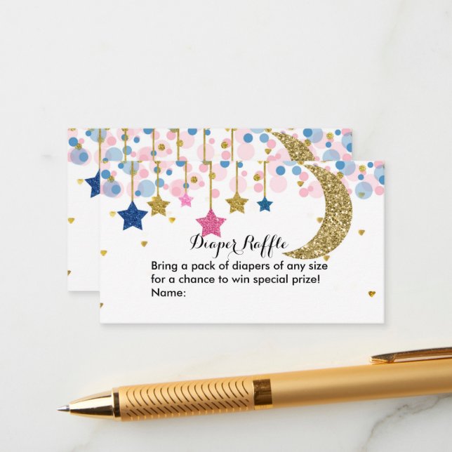Cartão De Informações Fralda Cor-de-rosa-claro-Lua Gabinete de Raffle C (Frente/Verso In Situ)