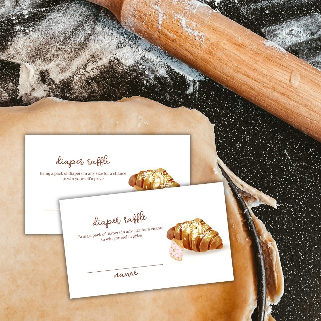 Cartão De Informações Fralda Croissant Raffle Chá de fraldas (Paris Pastry Croissant Diaper Raffle Baby Shower Enclosure Card)