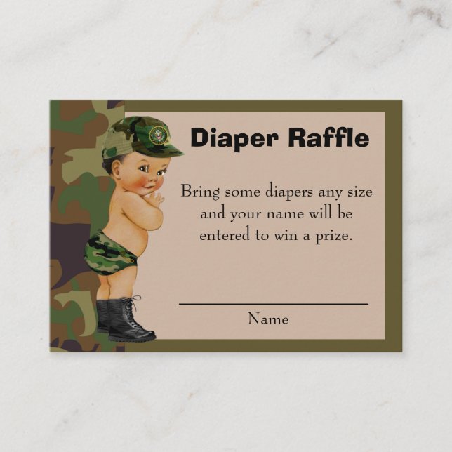 Cartão De Informações Fralda da Camuflagem Verde do Exército Raffle Inse (Frente)